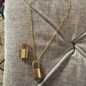 Louis Vuitton 2 Gold Padlocks & Necklace